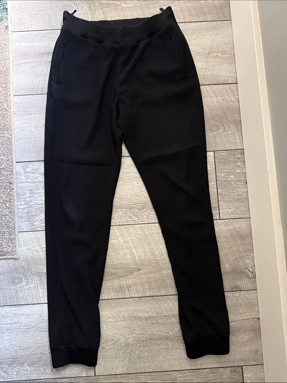 Aritzia Black Tapered Jogger Trousers Japanese Crepe